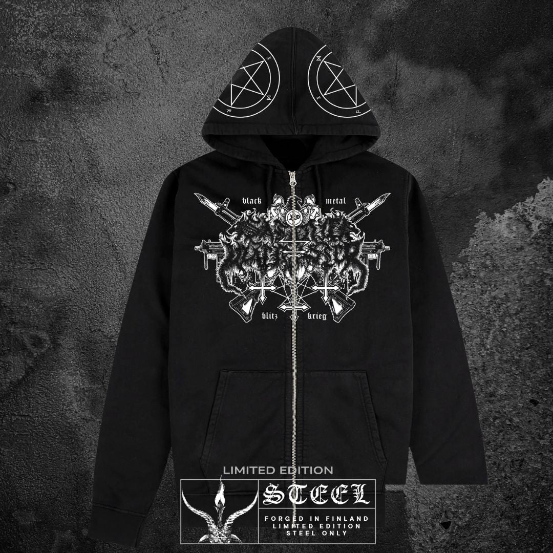 SATANIC WARMASTER THE SECRET OF STEEL ZIPPED HOODIE – STEELFEST