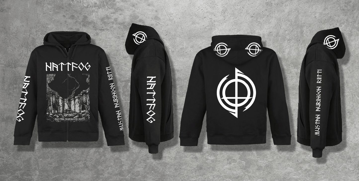 NATTFOG "MUSTAN AURINGON RIITTI" ZIPPED HOODIE