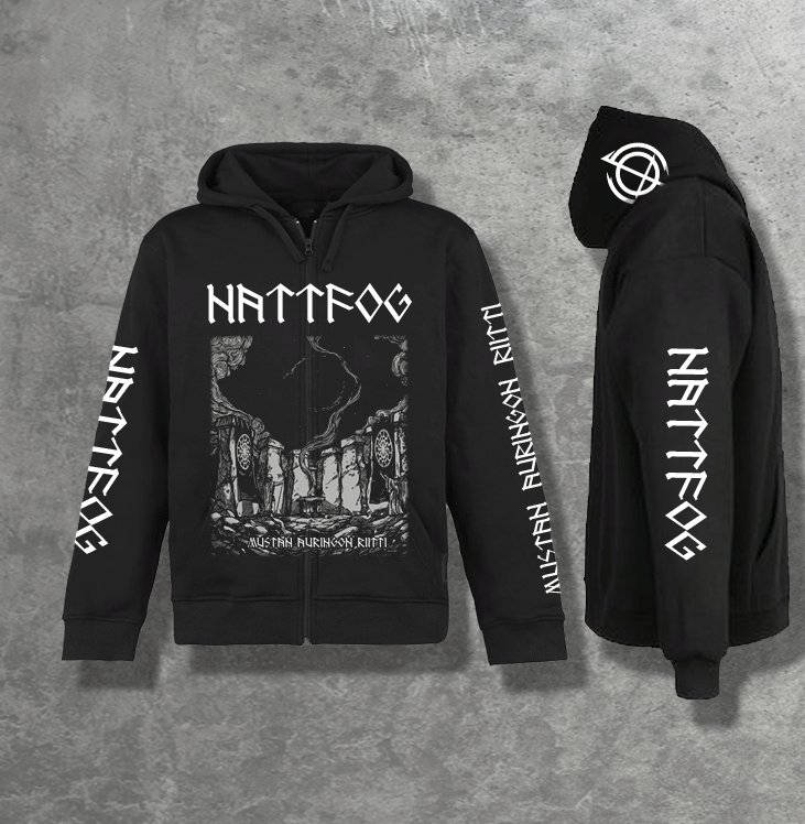 NATTFOG "MUSTAN AURINGON RIITTI" ZIPPED HOODIE