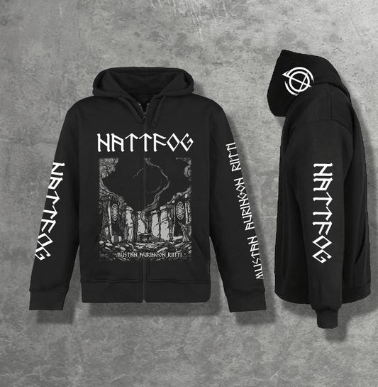 NATTFOG "MUSTAN AURINGON RIITTI" ZIPPED HOODIE