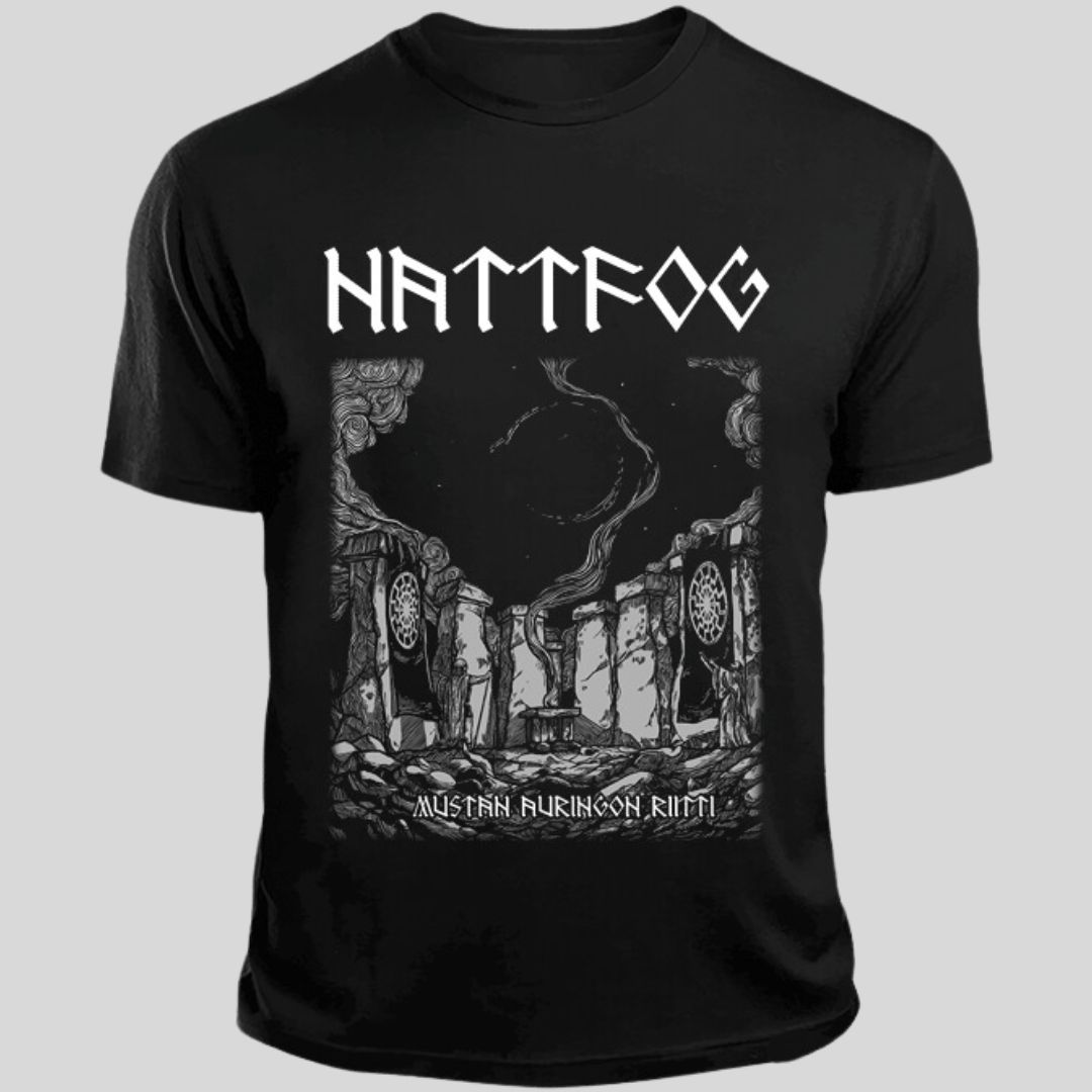 NATTFOG "MUSTAN AURINGON RIITTI" T-SHIRT