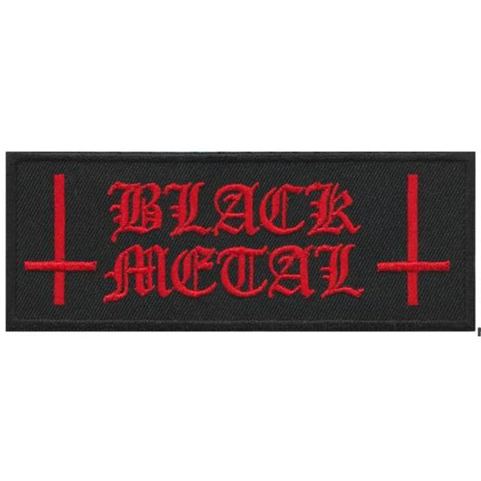 RED BLACK METAL PATCH