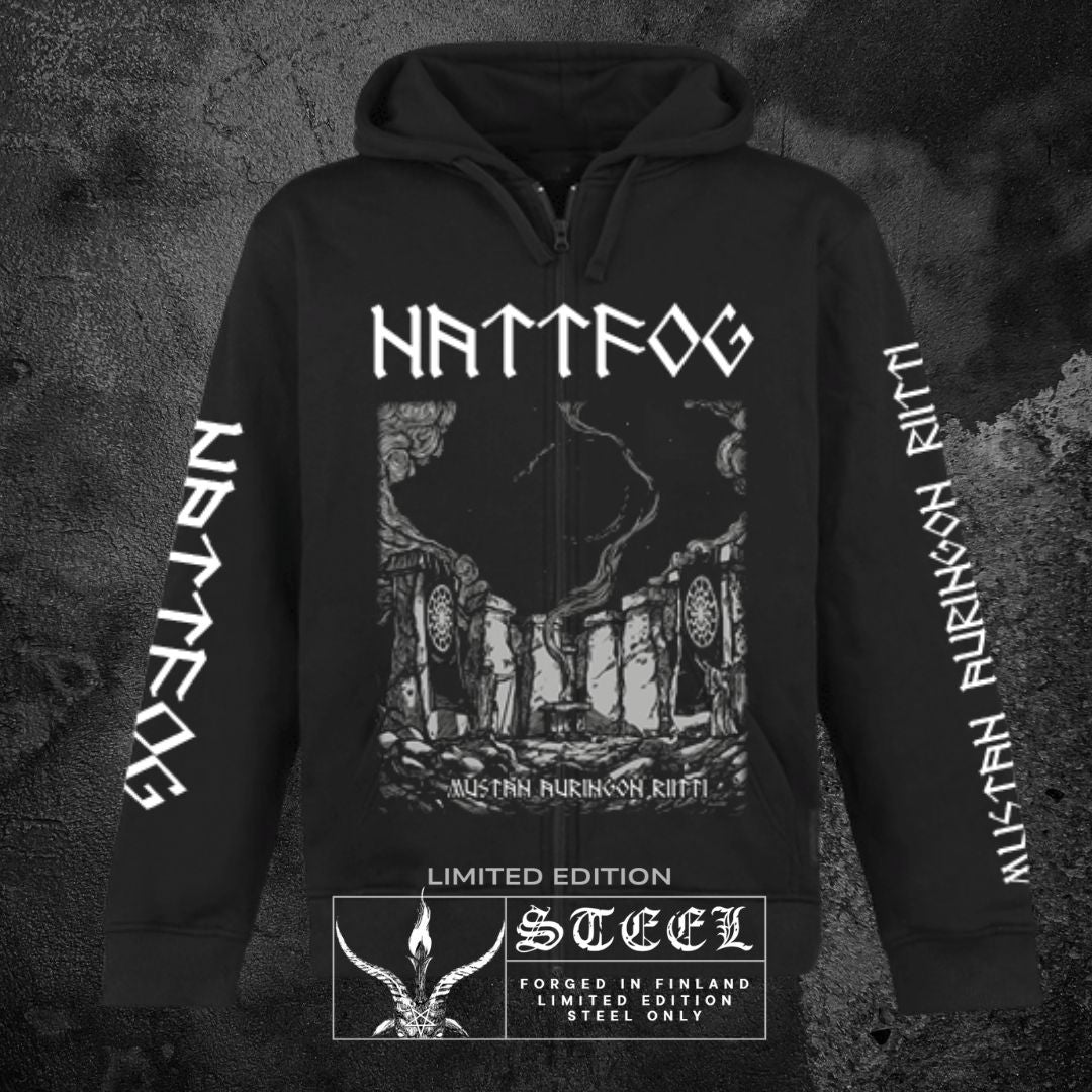 NATTFOG "MUSTAN AURINGON RIITTI" ZIPPED HOODIE