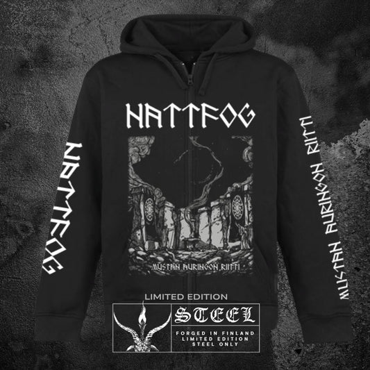 NATTFOG "MUSTAN AURINGON RIITTI" ZIPPED HOODIE
