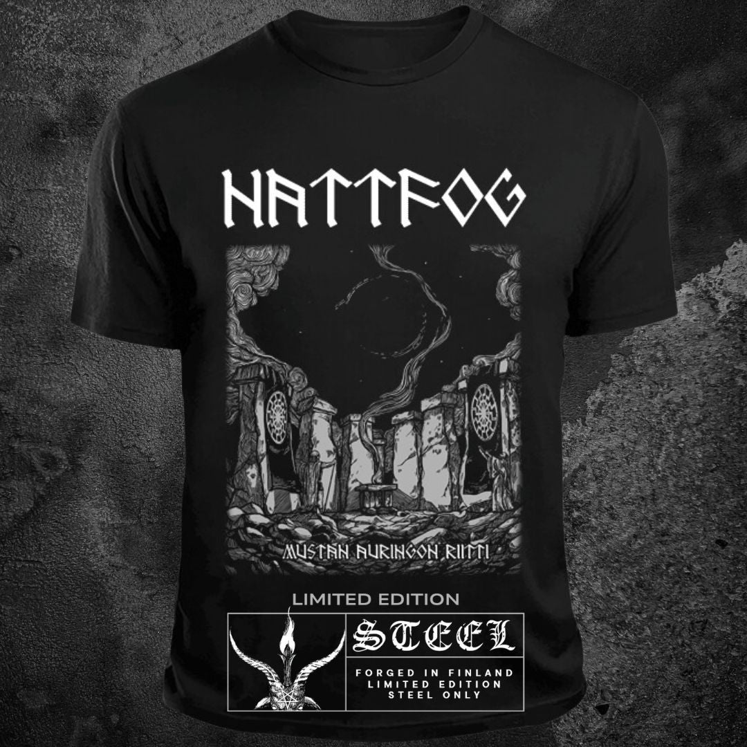 NATTFOG "MUSTAN AURINGON RIITTI" T-SHIRT