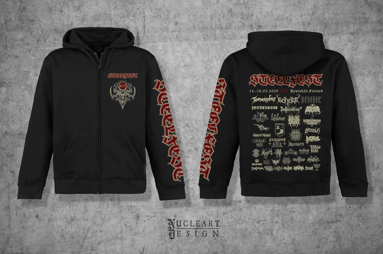 STEELFEST 2026, ZIPPED HOODIE, POCKET FRONT PRINT