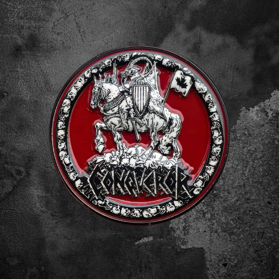 CONQUEROR "WAR CULT SUPREMACY" METAL PIN
