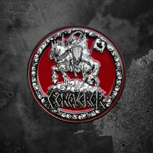 CONQUEROR "WAR CULT SUPREMACY" METAL PIN
