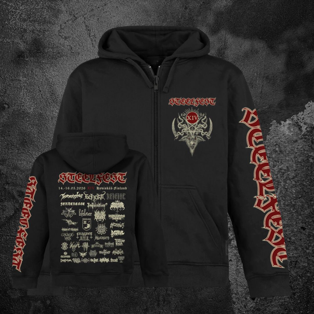STEELFEST 2026, ZIPPED HOODIE, POCKET FRONT PRINT