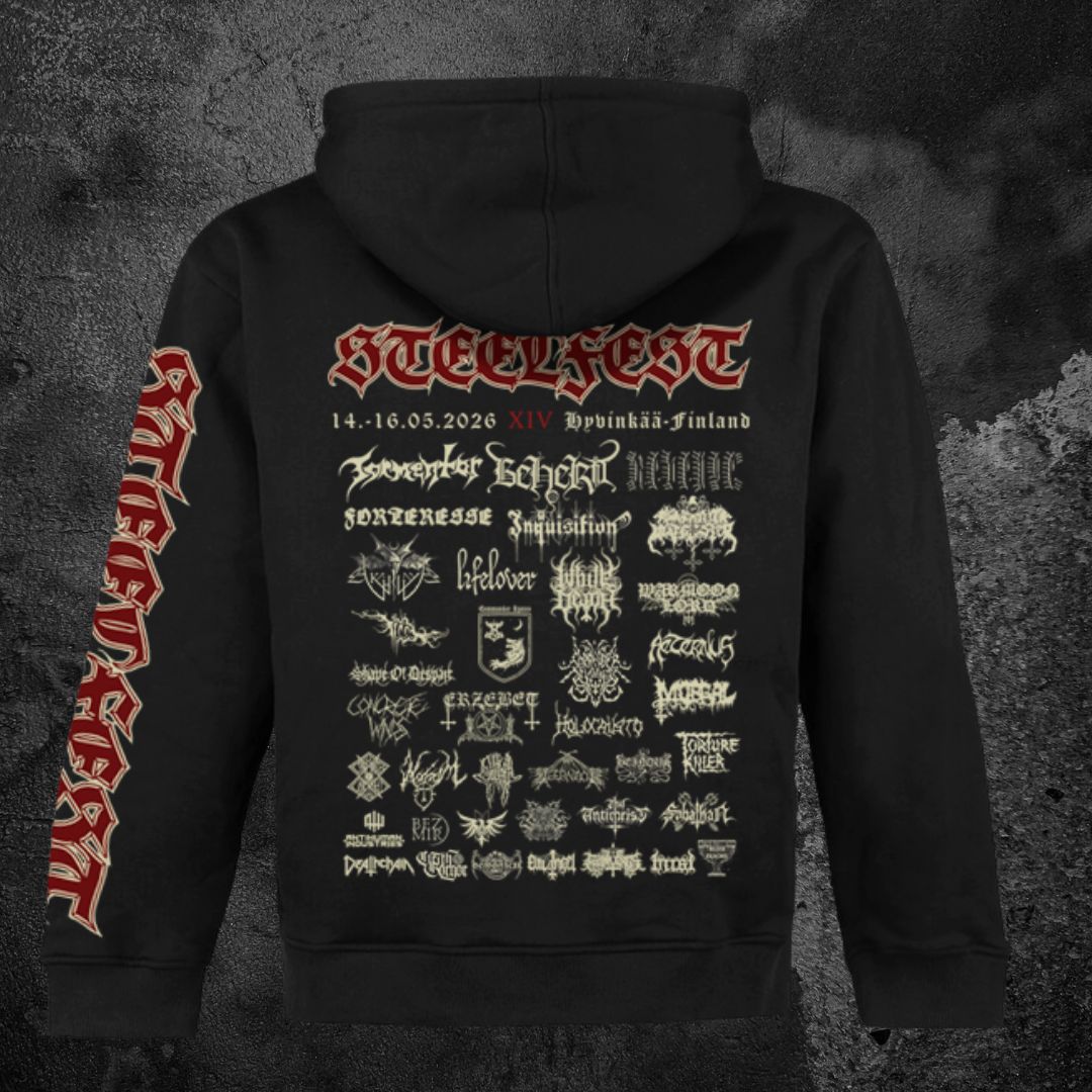 STEELFEST 2026, ZIPPED HOODIE, POCKET FRONT PRINT